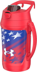 Under Armour Insulated Water Bottle with Handle & Fence Hook, Half Gallon Sports Water Jug, Leak-Resistant & BPA-Free for Baseball, Football & Gym - Red Americana, 64oz