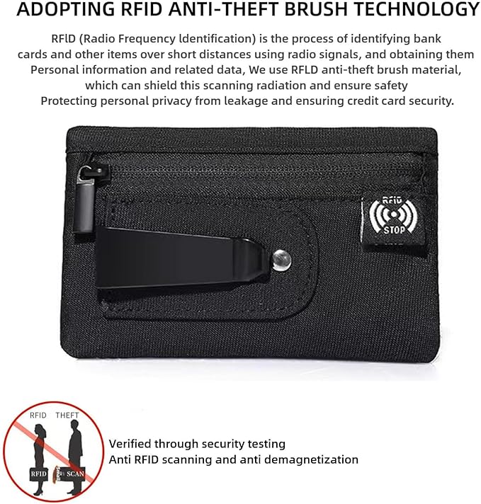RFID Hidden Clip Stash Money Belt - Ultra Thin Anti-Theft Travel Pouch with Credit Card Slots for Women/Men, Perfect for International Travel, Daily Commute & Outdoor Activities (Dark Grey)