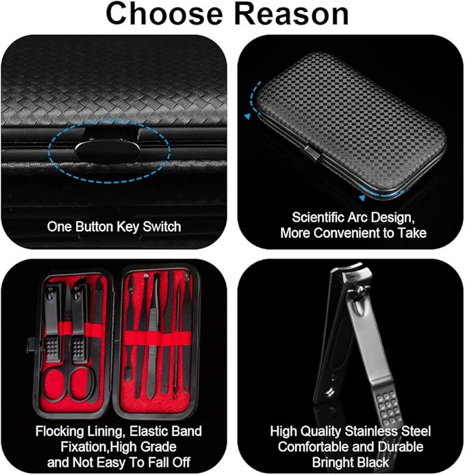 OKOM Professional Nail Clippers Set - 10 PCS Stainless Steel Nail Kit with Travel Case, Tweezers Manicure Set Gift for Men Women, Fathers Day Gift