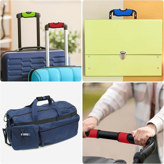 uxcell 5 Pcs Luggage Handle Wrap, Hollow Neoprene Handbag Grip Cover Protector Luggage Identifiers Suitcase Handle Wraps for Luggage Suitcase Travel Bags, Wine Red