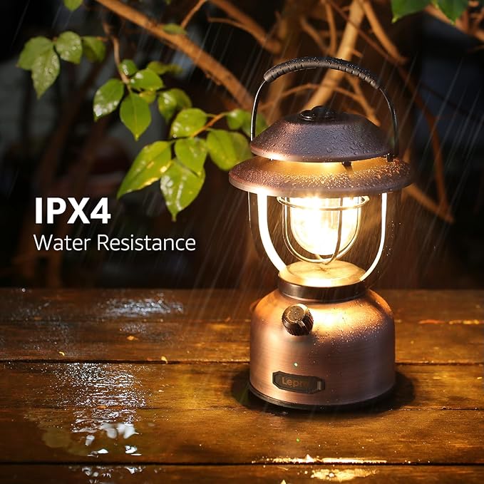 Lepro Vintage LED Camping Lantern Rechargeable - 15000mAh Power Bank, 1000LM Stepless Dimming, Dual Color Temp 2500K & 5000K, IPX4 Waterproof Retro Railroad Lantern for Camping, Home Decor & Emergency