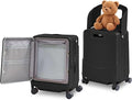 TABU 20" Ride on Luggage with Foldable Seat，Front-Opening Carry On Suitcase with Built-in USB & Type-C Port, TSA Lock and 360° Silent Spinner, for Kids & Adults, Black