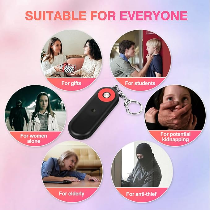 MtMinn Personal Safety Alarm for Women - 130dB Self Defense Keychains Siren Whistle, Replaceable Battery with SOS LED Strobe Light - Emergency Security Safe Protection Devices for Kids Elderly