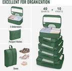 Veken 10 Set Packing Cubes for Travel Essential, Suitcase Organizer Bags in 4 Sizes, Carry-On Luggage Accessories with Large Laundry & Hanging Toiletry Bag, Must-Have for Airplane, Road Trip & Camping