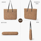 Trifabricy Beach Bags for Women, Large Beach Bag, Woven Straw Tote Bags Waterproof, Weaving Swim Shopping Travel Bag