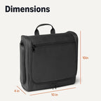 Amazon Essentials Waterproof Travel Toiletry Bag for Men and Women, Hanging Dopp Kit with Multiple Interior Pockets, 2 Side Pockets, Black, 10" x 4" x 10"