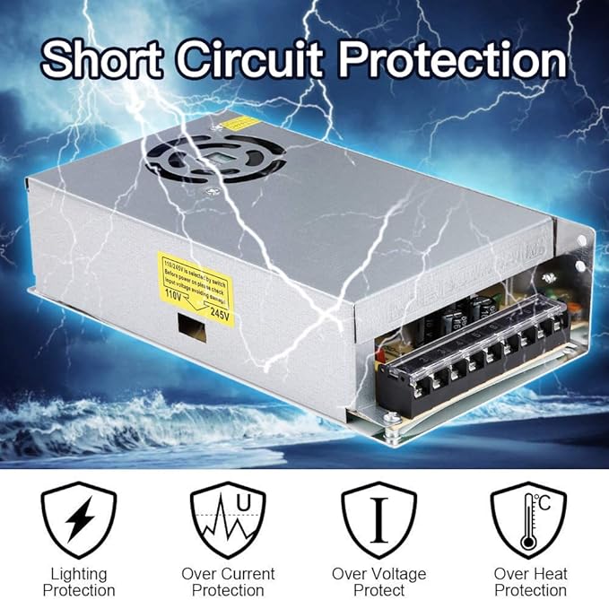 20A 250W 12V DC Power Supply, Universal Regulated Switching AC 110V/220V to DC Converter (SMPS) Transformer Driver Adapter for LED Strip Lights, CCTV Camera System, 3D Printer, Radio, Computer Project