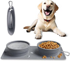 Collapsible Portable 2-in-1 Dog Bowl, Travel Dog Bowl Integrated, Silicone Foldable Expandable Food Water Bowl with Carabiner - Anti-Spill and Anti-Skid - for Camping/Traveling LPFLASAT (Grey)