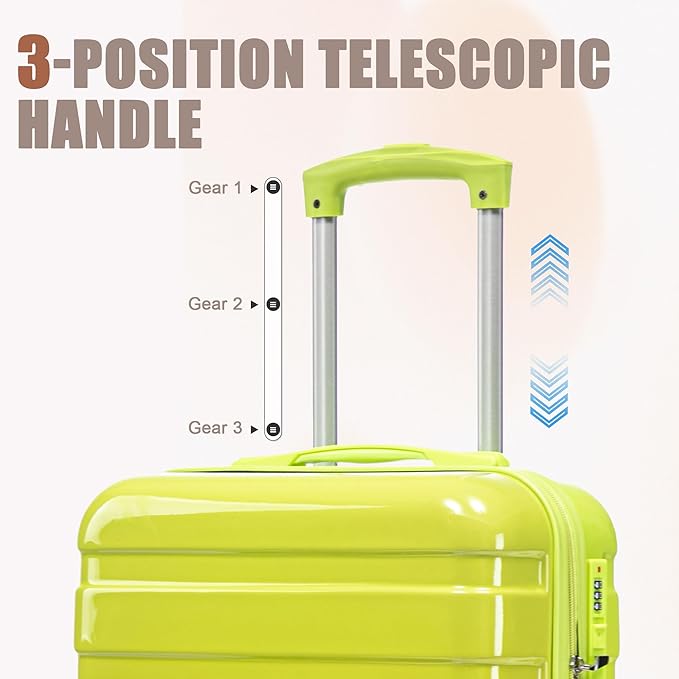Kids Luggage Sets for Girls, 2 Piece Luggage Set, 20 Inch Rotating Wheel Suitcase with 14 Inch Cosmetic Case, Lightweight Hardshell Suitcase with 360° Spinner Wheels for Travel (Yellow-1)
