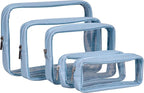 Remobia Hicol TSA Approved 5-Piece Diaper Bag Organizer Pouch Set Clear Waterproof TPU Kids Toiletry Storage Set Travel Packing Clutch Cube Bags for Baby Nursing (Blue)