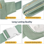 Packism Clear Fanny Pack for Women Stadium Approved - Quilted Clear Belt Bag, Adjustable Strap Fits 35-51 Inches, Transparent Waist Bag for Sports Concerts Festivals, Soft Green