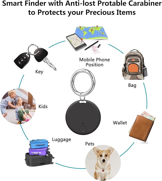 Aircawin ITAG GPS Tracker,Key Item Finder Locator,No Monthly Fee App for iOS/Android 2023 Latest,Portable Anti-Lost Bluetooth Tag Item Tracker for Luggages/Kids/Pets/Phone/Wallet/Bag-1Pcs-Black
