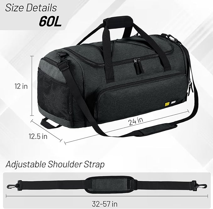 MIER Large Gym Bag for Men Sports Duffle Bag with Shoe Compartment 60L Lightweight Duffel Bags for Workout Fitness Travel