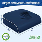 SweetSlubr Seat Cushion for Tailbone Pain Relief, Office Chair Cushion, Memory Foam Large Chair Cushion with Non-Slip Cover for Soft Support at Office Chair, Car Seat, Airplane Dark Blue/Large