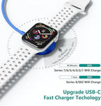 Upgraded Apple Watch Charger, Magnetic Fast Charger, USB C Charger Block Plug Adapter with 6FT iWatch Portable Wireless Fast Charging Cable Cord for iWatch Series Ultra/9/8/7/6/SE/SE2/5/4/3 Blue