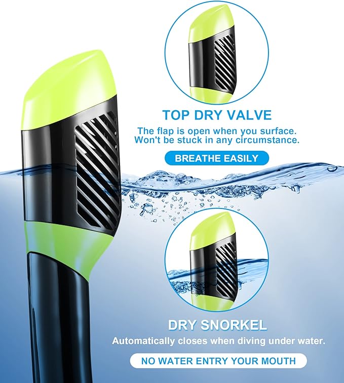 Aegend Snorkeling Gear for Adults Youth Kids, Snorkel Mask with Top Dry Valve - Panoramic View Anti-Leak and Anti-Fog with Mesh Bag for Snorkeling, Scuba Diving, Freediving & Swimming