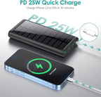 RGVOTA 5 in 1 Wireless Portable Charger Power Bank,36800mAh 5 Output Dual QC4.0 25W PD USB C Battery Pack,15W Wireless Fast Charging,IP65 Solar Charger Compatible with iPhone14,13,12 Series,iPad etc
