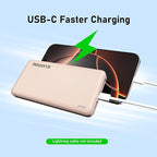 2-Pack Portable Charger, Slimmer 10000mAh Power Bank, USB C in&Out Fast Charging Battery Pack, External Portable Power Bank for iPhone Tablet Samsung Pixel Headphones etc (Blue&Pink)