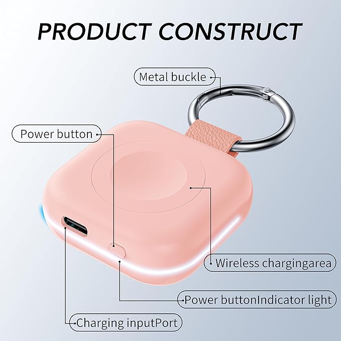 HUOTO Portable Wireless Charger for Apple Watch Accessories,for Apple Watch Series 11/10/9/8/UItra 2/UItra/7/6/5/4/3/2/SE,Compact Magnetic iWatch Charger 1200mAh Power Bank Keychain Travel Style Gift