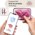 ELFISH Mini RFID Aluminum Wallet Credit Cards Holder Business Card Case Metal ID Case for Men Women(Pink Magnolia)