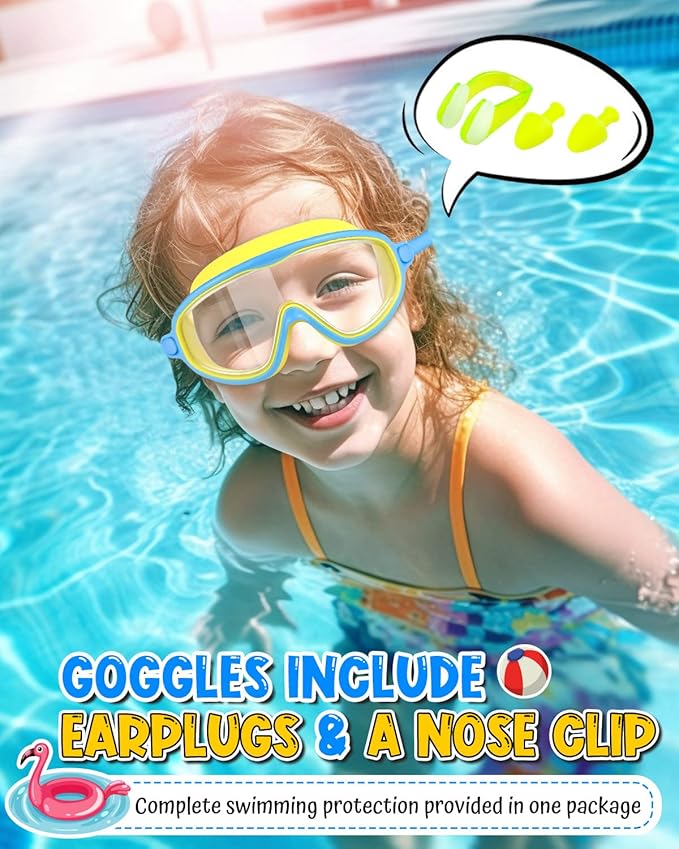 Swim Goggles 2 Pack, Wide View Anti Fog&UV Swimming Goggles for Audlt, No Leak Pool Beach Essentials for Men Women
