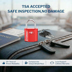 Forge 1''x1'' TSA Approved Luggage Locks: Ultra Secure dimple Key Travel Locks with zinc Alloy Body, for Luggage, Travel Cases, Backpacks, Red 2PK.