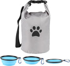 Dog Travel Bag,Travel Dog Food Container With 2pack Collapsible Dogs Travels Bowls,5l Dog Food Trave l Bag,Dogs Food Container,Bpa-Fre,Pet Safe,for Roadtrips,Home,Boarding,Camping and More/Grey