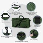 Fmeida 65L Duffle Bag with Shoes Compartment, Foldable Travel Duffel Bags for Men Women, Large Packable Travel Bag Water Repellent & Tear Resistant (Green)