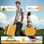 Krute Aluminum Frame Luggage 28 Inch Checked Suitcase with Spinner Wheels TSA Approved No Zipper Hard Shell Luggage PC+ABS Travel Suitcase Yellow