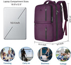 MATEIN Large 45L Travel Backpack for Women, Airline Approved Carry on Backpack with Shoe Compartment, Water Resistant Luggage College Overnight Weekender Travel Bag Fit 18" Laptop, Purple