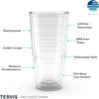 Tervis Clear & Colorful Tabletop Made in USA Double Walled Insulated Tumbler Travel Cup Keeps Drinks Cold & Hot, 24oz - 2pk, Clear