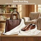 Q&J Fabric Co. 6 Pack Satin Dust Bag 15.7x19.7 inch Beige 100% Polyester Silk Bag Purse Dust Bag Shoe Bags for Closet Purse Protector Bag Dust Covers for Purses