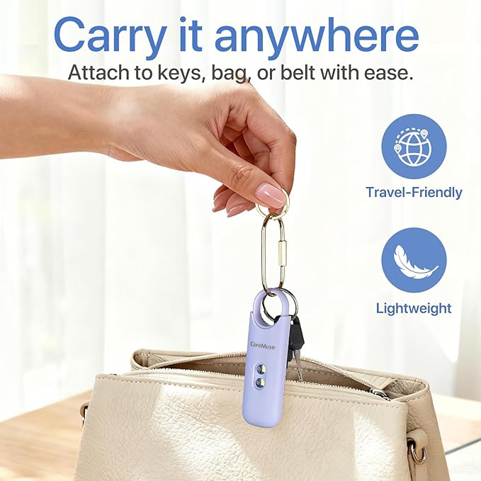 Personal Safety Alarm for Women – Panic Button 130dB Siren with Dual LED Strobe Flashlight, Rechargeable Self Defense Keychain for Night Walking, Campus, Travel Gifts for Women (Violet)