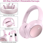 Hybrid ANC Wireless Over-Ear Headphones, 100H Playtime, Hi-Res Audio, Bluetooth 6.0, Multi-Mode Noise Cancellation, Comfort Fit, iOS & Android Compatible, Foldable Design, Travel-Friendly (Pink)