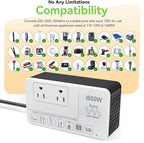 1600W 220V to 110V Converter for European International Travel, Universal Power Plug Adapter Voltage Converter US to Europe, Plug & Play, No Limitations - Power Any American Appliances Overseas