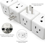Maxxima 3 Outlet Cube Adapter Wall Plug - Grounded Electrical Wall Tap Outlet Splitter, Multi-Plug Extender for Extra Space, Convenient for Travel - 4 Pack