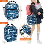 opux Premium Insulated Lunch Box, Soft School Lunch Bag for Kids Boys Girls, Leakproof Small Lunch Pail Men Women Work, Reusable Compact Cooler Tote Lunchbox for Office, Blue Shark