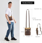 LANNSYNE Full Grain Leather Travel Wallet, Leather Cell Phone Belt Bag, Waist Pack Pouch, Neck Wallet Travel Pouch and Passport Holder for Men and Women Keep Valuables Safe
