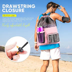 HOHOM Swim Mesh Beach Bag, Waterproof Gym Bags for Women and Men, Large Pool Bag Swimming Gear Drawstring Backpack