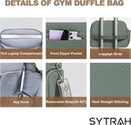 SYTRAH Gym Bag for Women, Lightweight Workout Duffle Bag with Shoe & Wet Separation for Gym, Yoga, Travel & Overnight, Stylish Sports Bag with Adjustable Shoulder Strap Green