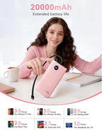 Portable Charger, 45W 20000mAh Power Bank with in/Out Fast Charging USB C Cable, 3W Flashlight, LED Display, Portable Battery Pack Travel Essentials for iPhone 17/16/15, Android Phone, Tablet, Laptop