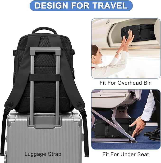 coofay Large Travel Backpack For Women Airline Approved Carry On Waterproof Sports Luggage Casual Daypack Small Hiking Backpack Black