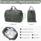 Extra Large Travel Duffle Bag,Carry on Overnight Weekend Bag with Shoes Compartment,Weekender Bags for Women for Travel Business Trips Sport Hospital,Dark Green