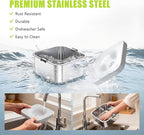 No Spill Dog Water Bowl 3L/101oz Stainless Steel Spill-Proof Dog Bowls, Anti-Splash Slow Drinking Water Bowls with Floating Disk for Messy Drinkers, Home & Travel Use (Light Gray)
