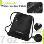 Waterproof Sackpack Drawstring Backpack for Men/Women, Lightweight Sports Bag Holds Shoes for Gym, Beach, Swim, Hiking, Running & Cycling, Anti-Stain with Quick-Access Mesh Pocket, Black