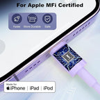 GREPHONE iPhone Charger Fast Charging,20W PD USB C Wall Charger 4 Pack with 6FT Fast Charging Cable - Fast Charger for iPhone 14/14 Pro Max/13/13 Pro/12/12 Pro/11/11 Pro/XS, iPad(Purple)