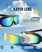Swim Goggles 2 Pack, Wide View Anti Fog&UV Swimming Goggles for Audlt, No Leak Pool Beach Essentials for Men Women