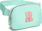 Gitus Belt Bag Fanny Pack Crossbody Bags with Initial Letter Patch Cute Stuff Birthday Gifts for Teenager Girls Trendy Preppy Stuff for Teen Girls Cool Stuff for Teens (Mint Green-R)