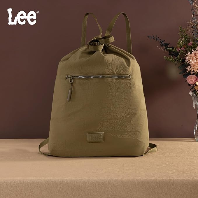 Lee Drawstring Backpack Bag Lightweight Small Gym Swim Beach Bag Water Resistant Sports Sackpack for Men Women, -LEE48-002DKH