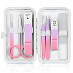 Women's Nail Clipper Set Travel Manicure Kit with Glass Nail File Stainless Steel Nail Clippers Case Nail Grooming Kit Gift